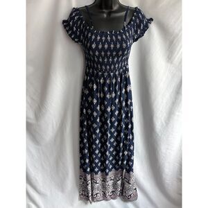 Magnolia Skye Boho Multiprint Maxi Dress Straps Off The Shoulder Size M Feminine
